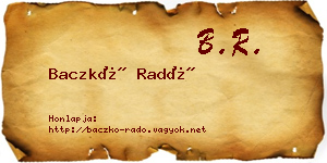 Baczkó Radó névjegykártya